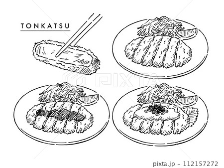 とんかつバリエーションペン画 とんかつバリエーションペン画 112157272