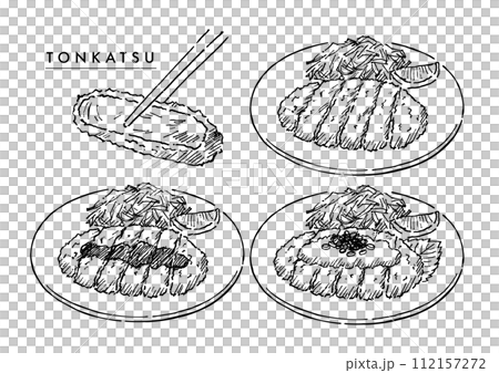 とんかつバリエーションペン画 とんかつバリエーションペン画 112157272