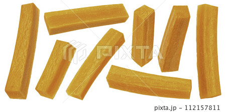 Fresh carrot sticks isolated on white background with clipping path, full depth of field 112157811