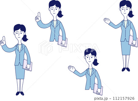お客様を案内する女性会社員のイラスト お客様を案内する女性会社員のイラスト 112157926