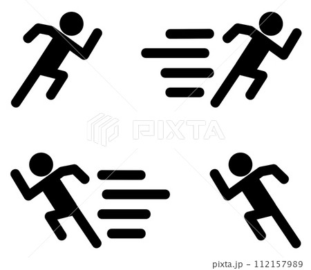 懸命に矢印の方向に走って目標に向かう人物のイラスト 112157989