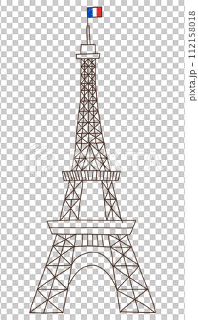 ゆるらくがき風エッフェル塔(旗つき) 112158018