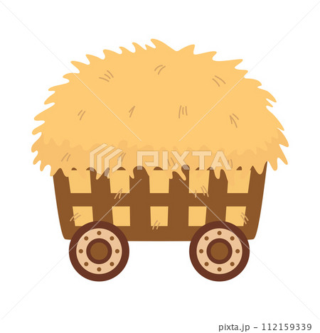 wooden cart with hay wooden cart with hay 112159339
