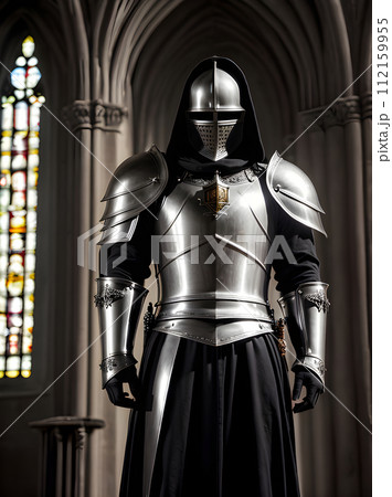 Knight armor church sunset detail cinematic HDR 112159955
