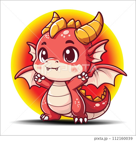 cute cartoon shibi chinese dragon character. cute cartoon shibi chinese dragon character. 112160039