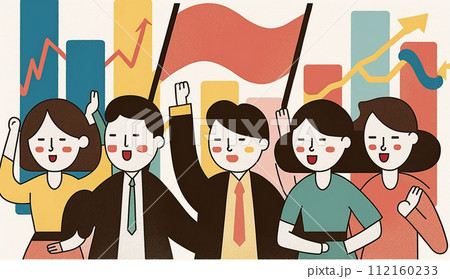 株価上昇に大喜びの人々：日経株価高値更新