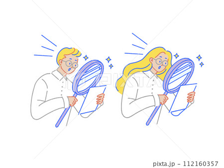 気づき・発見をする男女のイラスト 112160357