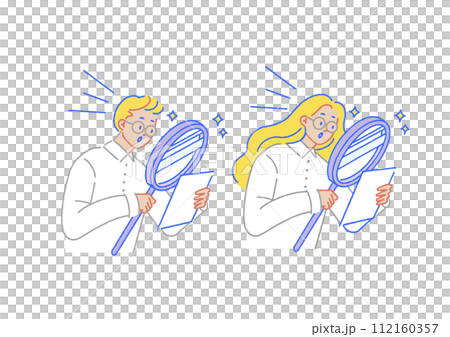 気づき・発見をする男女のイラスト 112160357