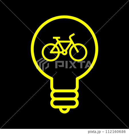 Bike icon in light bulb. E-bike idea logo 112160686