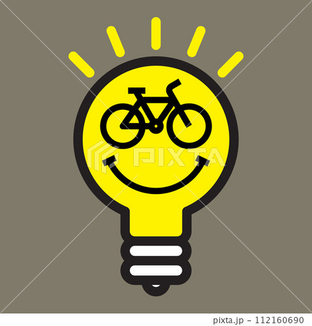 Bike icon in light bulb. E-bike smile Bike icon in light bulb. E-bike smile 112160690