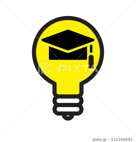 Graduation cap with light bulb.Idea icon, Creativity symbol 112160691