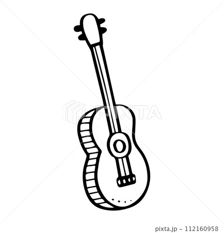 A cartoon classic brown guitar with aのイラスト素材