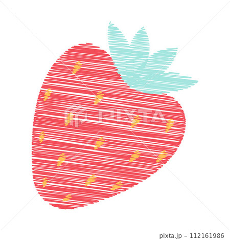 Garden strawberry fruit or strawberries line art, doodle vector icon for food apps and websites 112161986