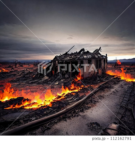 Devastated Landscapes. Disaster with scorched earth 112162791