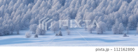 A serene winter landscape, picturesque panorama. Generative AI A serene winter landscape, picturesque panorama. Generative AI 112162800