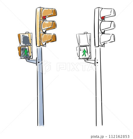 traffic lights doodle icon doodle vector. Crossroad concept hand drawn style sketch. safety traffic lights doodle icon doodle vector. Crossroad concept hand drawn style sketch. safety 112162853
