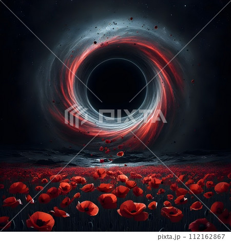 A black hole with res poppies. 112162867