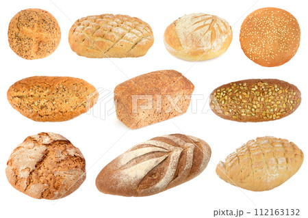 Various types of baked bread isolated on white 112163132