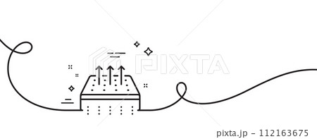 Breathable mattress line icon. Continuous one line with curl. Orthopedic pad sign. Air flow sleep bed symbol. Breathable mattress single outline ribbon. Loop curve pattern. Vector Breathable mattress line icon. Continuous one line with curl. Orthopedic pad sign. Air flow sleep bed symbol. Breathable mattress single outline ribbon. Loop curve pattern. Vector 112163675