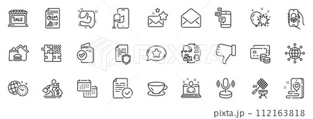 Icons pack as Food delivery, Place and Compliance line icons for app include Communication, Supply chain, Puzzle game outline thin icon web set. Dislike hand, International globe. Vector Icons pack as Food delivery, Place and Compliance line icons for app include Communication, Supply chain, Puzzle game outline thin icon web set. Dislike hand, International globe. Vector 112163818