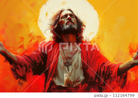 Image of Jesus, Easter theme, religious postcard 112164799