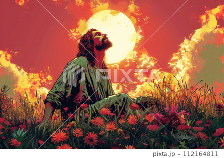 Image of Jesus, Easter theme, religious postcard 112164811
