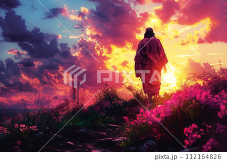Image of Jesus, Easter theme, religious postcard 112164826