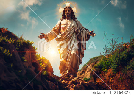 Image of Jesus, Easter theme, religious postcard 112164828
