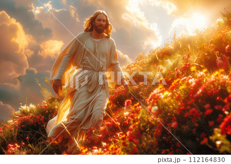 Image of Jesus, Easter theme, religious postcard 112164830