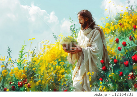 Image of Jesus, Easter theme, religious postcard 112164833