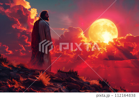 Image of Jesus, Easter theme, religious postcard 112164838