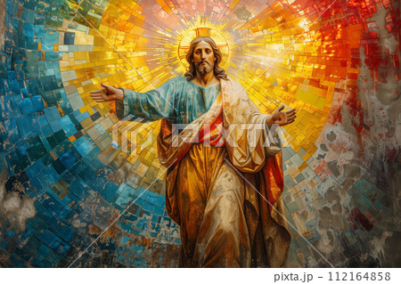 Image of Jesus, Easter theme, religious postcard 112164858