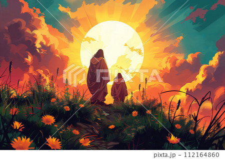 Image of Jesus, Easter theme, religious postcard 112164860