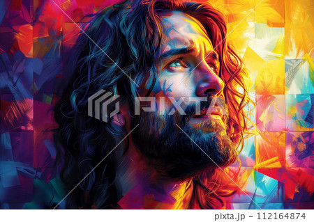 Image of Jesus, Easter theme, religious postcard 112164874
