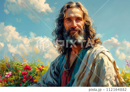 Image of Jesus, Easter theme, religious postcard 112164882