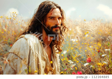 Image of Jesus, Easter theme, religious postcard 112164885