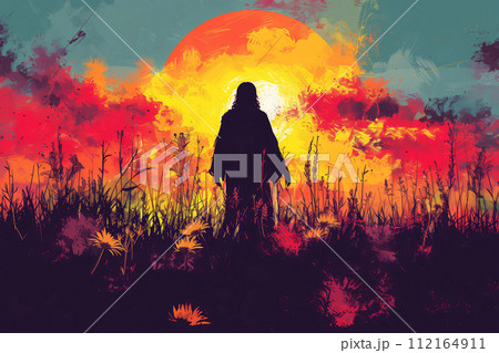 Image of Jesus, Easter theme, religious postcard 112164911