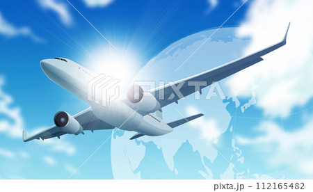 青空に浮かぶ飛行機と雲 青空に浮かぶ飛行機と雲 112165482