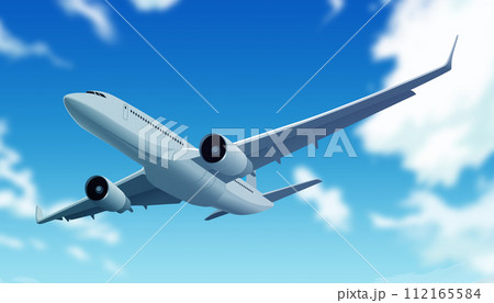 青空を飛ぶ旅客機 112165584