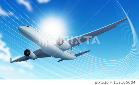 青空を飛ぶ旅客機 112165604