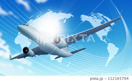 青空を飛ぶ旅客機 青空を飛ぶ旅客機 112165704