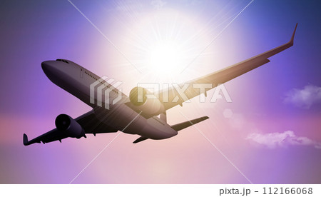 太陽を背に飛ぶ飛行機 112166068