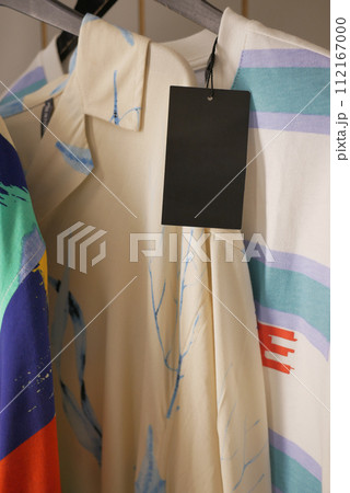 Blank price tag on shirt Blank price tag on shirt 112167000
