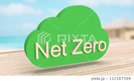 The Net zero text on cloud for eco concept 3d rendering. 112167399