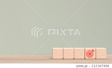 The target icon on wood cube for Business concept 3d Rendering 112167400