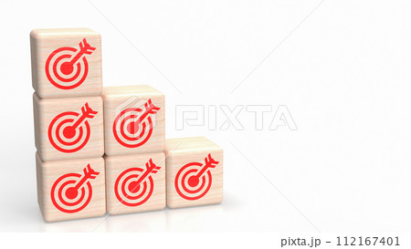 The target icon on wood cube for Business concept 3d Rendering 112167401
