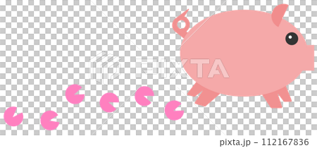 Illustration of the footprints of a cute pet mini pig running away 112167836
