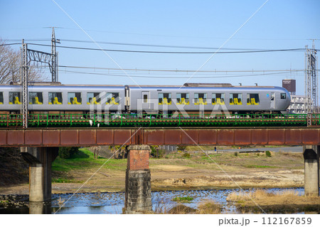 入間川を渡る西武鉄道特急Laview(ラビュー) 入間川を渡る西武鉄道特急Laview(ラビュー) 112167859
