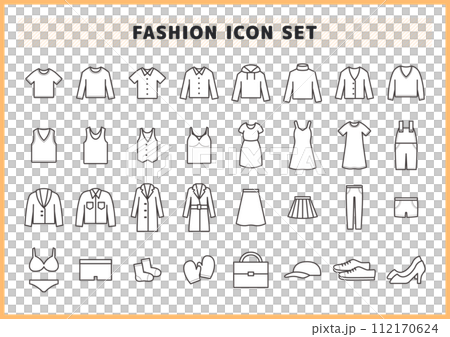 Fashion miscellaneous goods and clothes icon set 112170624