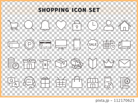 Icon set related to online shopping, mail order, flea market apps, and other web services 112170625
